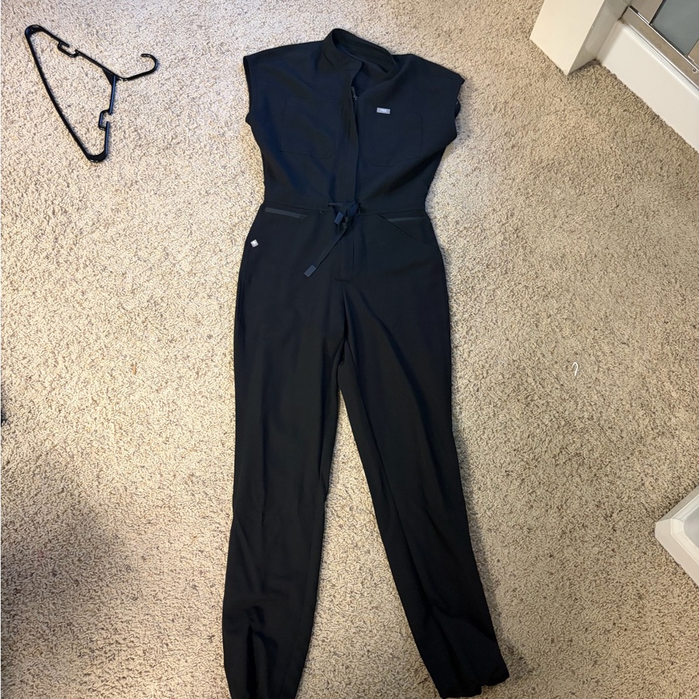 FIGS Black Sleeveless Utility Jumpsuit
